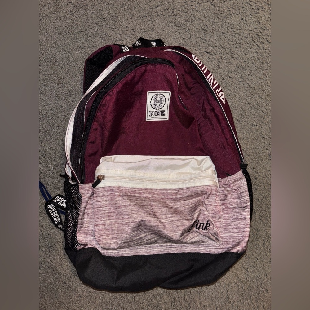 Pink Victoria's Secret Backpack - Burgundy and Black